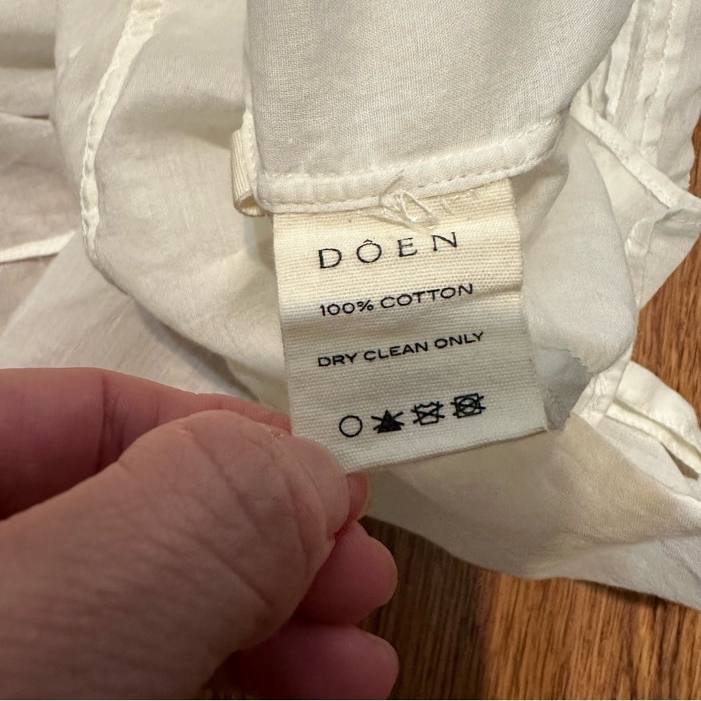 Doen off White Ruffle Bohemian Long Sleeve Cotton Blouse top Size Medium - Picture 8 of 14